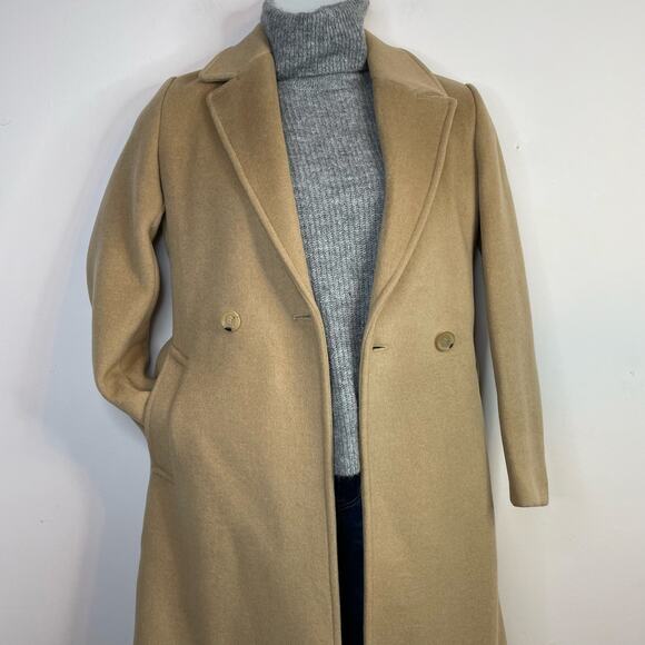 J McLaughlin Lux Wool Cashmere Camel Tan Long Belted Coat Classic Womens XS - Picture 12 of 14